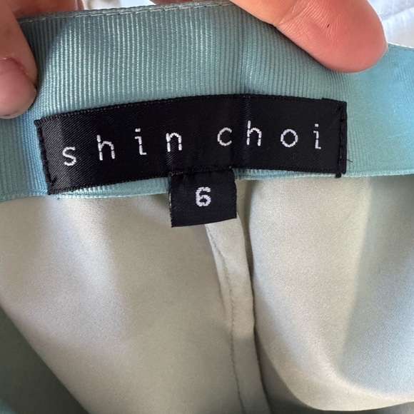 shin Choi Teal 100% Silk Wrap Skirt academia romantic elegant  6 A13 - Picture 6 of 6